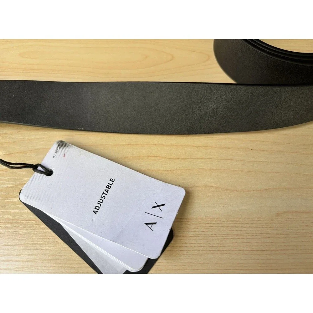 Armani Exchange A/X Black White Contrast One Size Adjustable Men’s Leather Belt